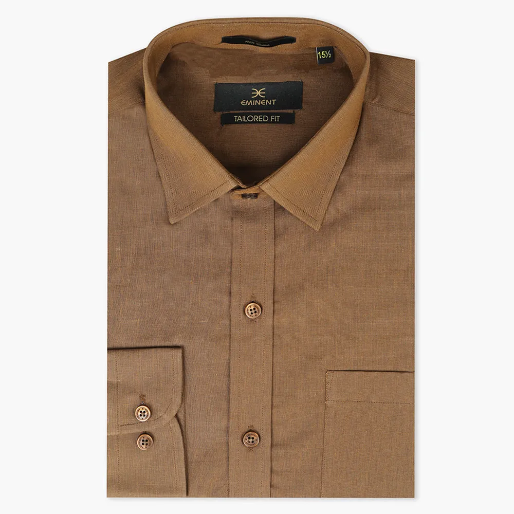 Eminent Men's Tailored Fit Chambray Formal Shirt - Brown
