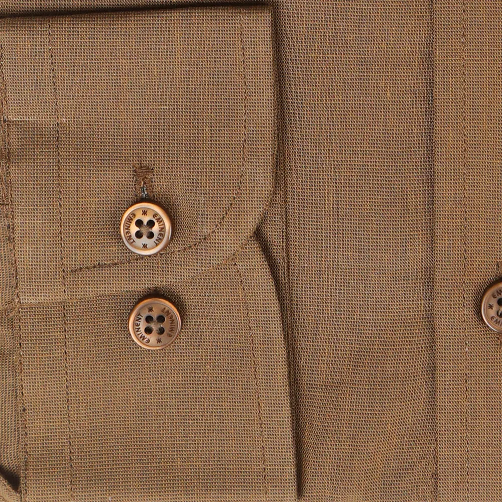 Eminent Men's Tailored Fit Chambray Formal Shirt - Brown