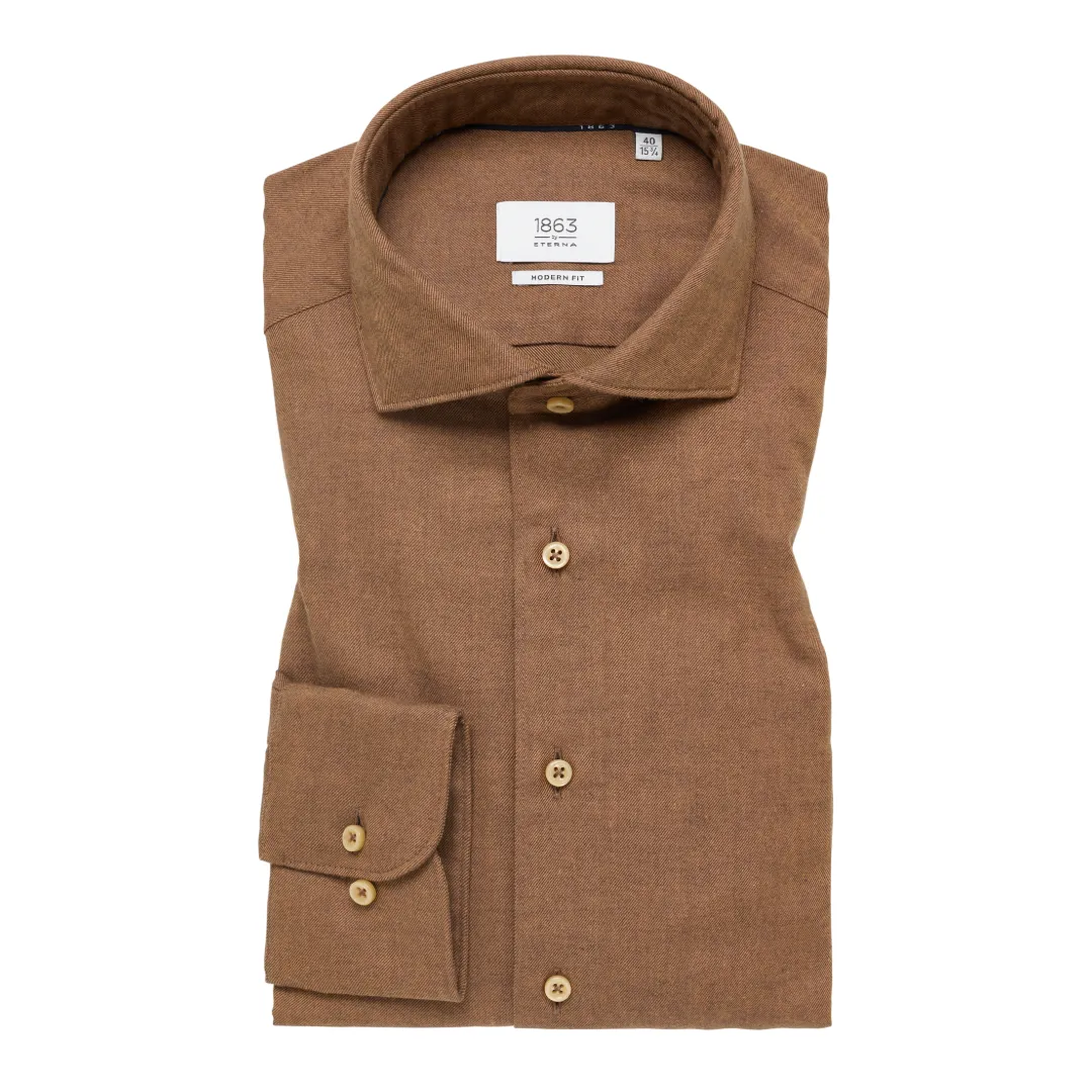 Eterna 1863 Soft Tailored Flannel Shirt - Caramel