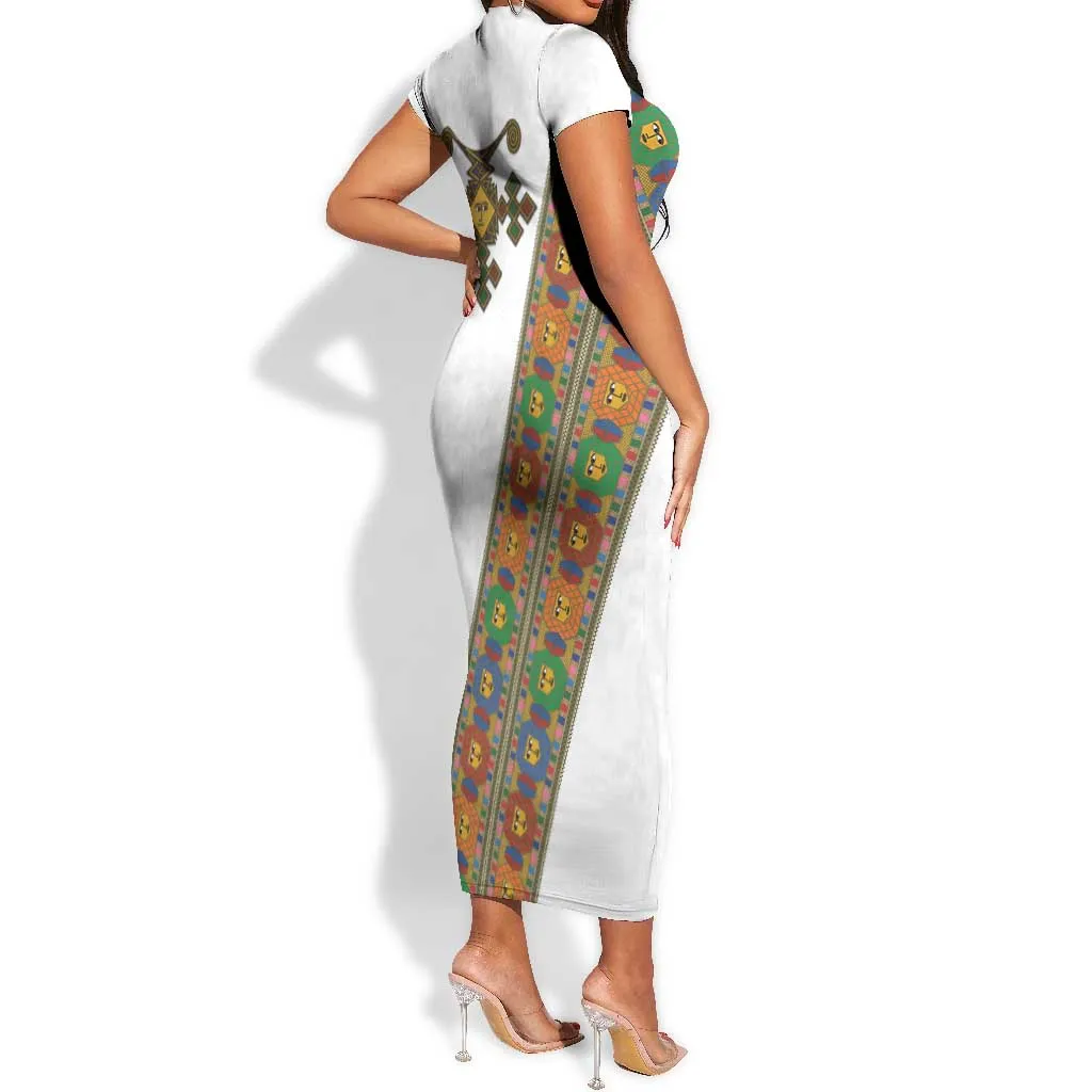 Ethiopia Saba Kemis Sash Style Short Sleeve Bodycon Dress LT15