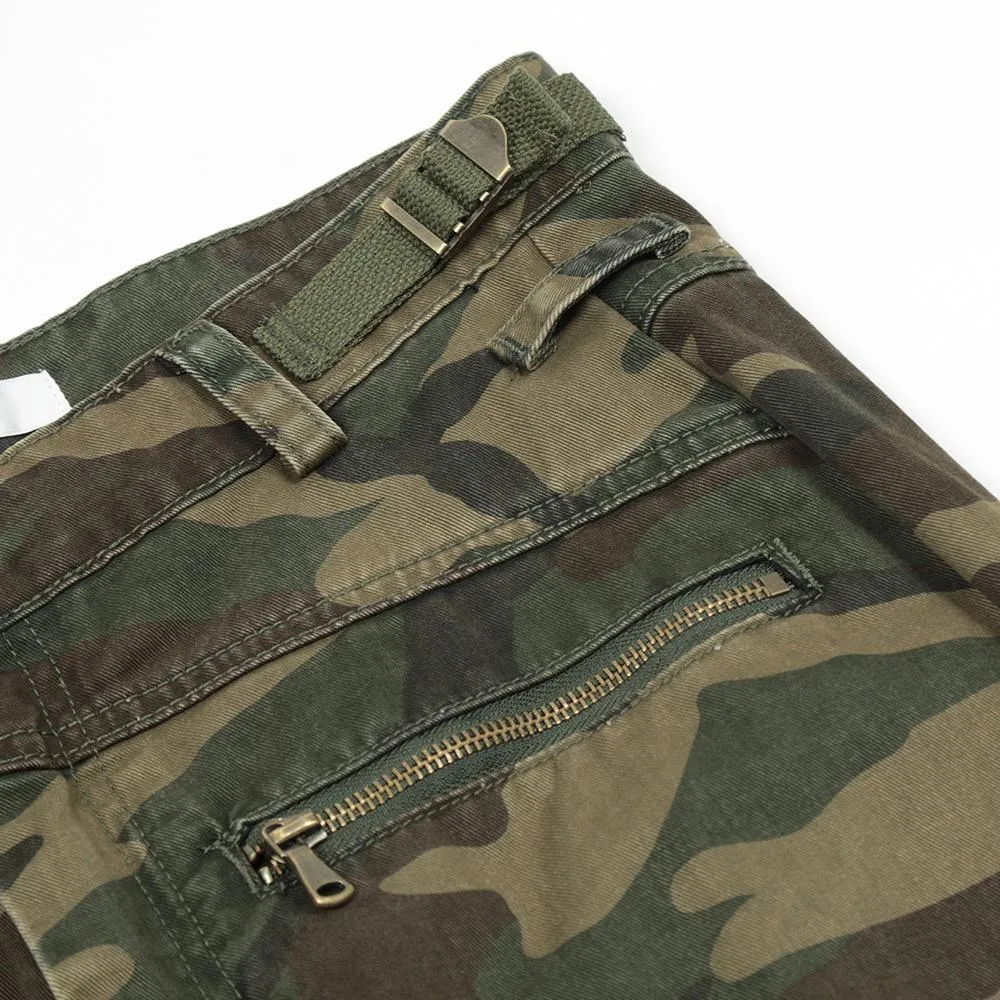 European And American Camouflage Workwear Trousers Men's Pleated Sports Casual Pants Loose Wide-foot Micro-flared Trendy Hippie Pants