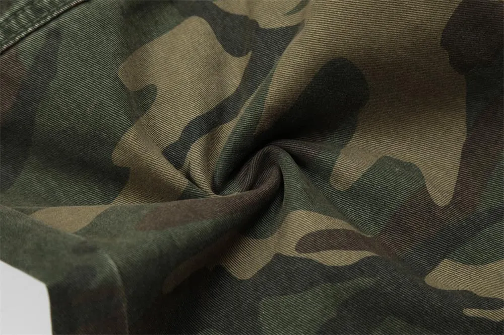 European And American Camouflage Workwear Trousers Men's Pleated Sports Casual Pants Loose Wide-foot Micro-flared Trendy Hippie Pants