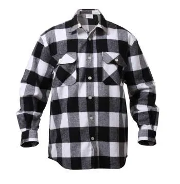 Extra Heavyweight Buffalo Plaid Flannel Shirt – Black & White Plaid