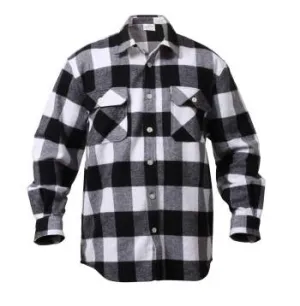 Extra Heavyweight Buffalo Plaid Flannel Shirt – Black & White Plaid