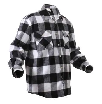 Extra Heavyweight Buffalo Plaid Flannel Shirt – Black & White Plaid