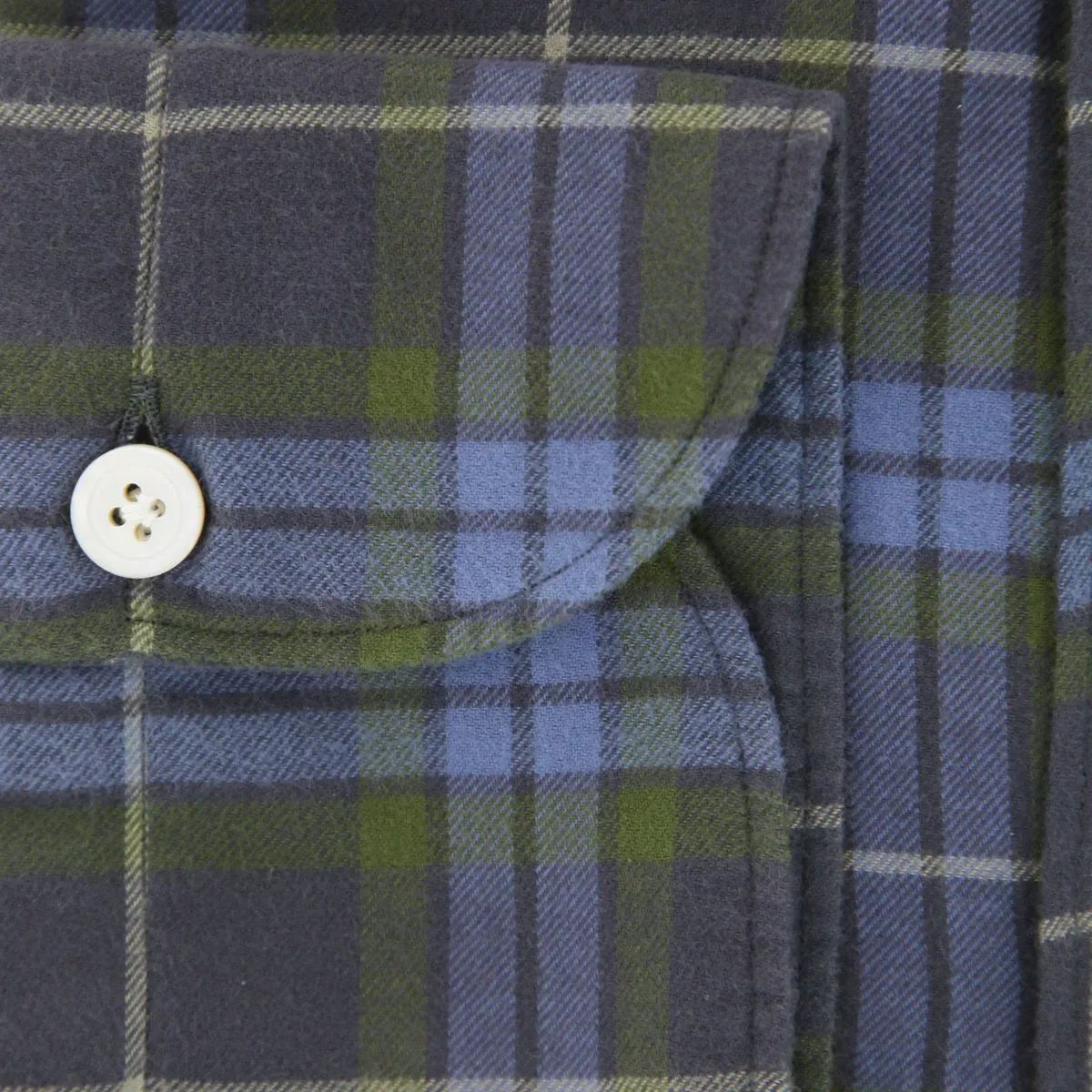 Finamore Napoli Dark Blue Flannel Shirt - Extra Slim