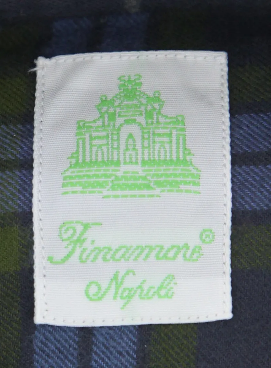 Finamore Napoli Dark Blue Flannel Shirt - Extra Slim