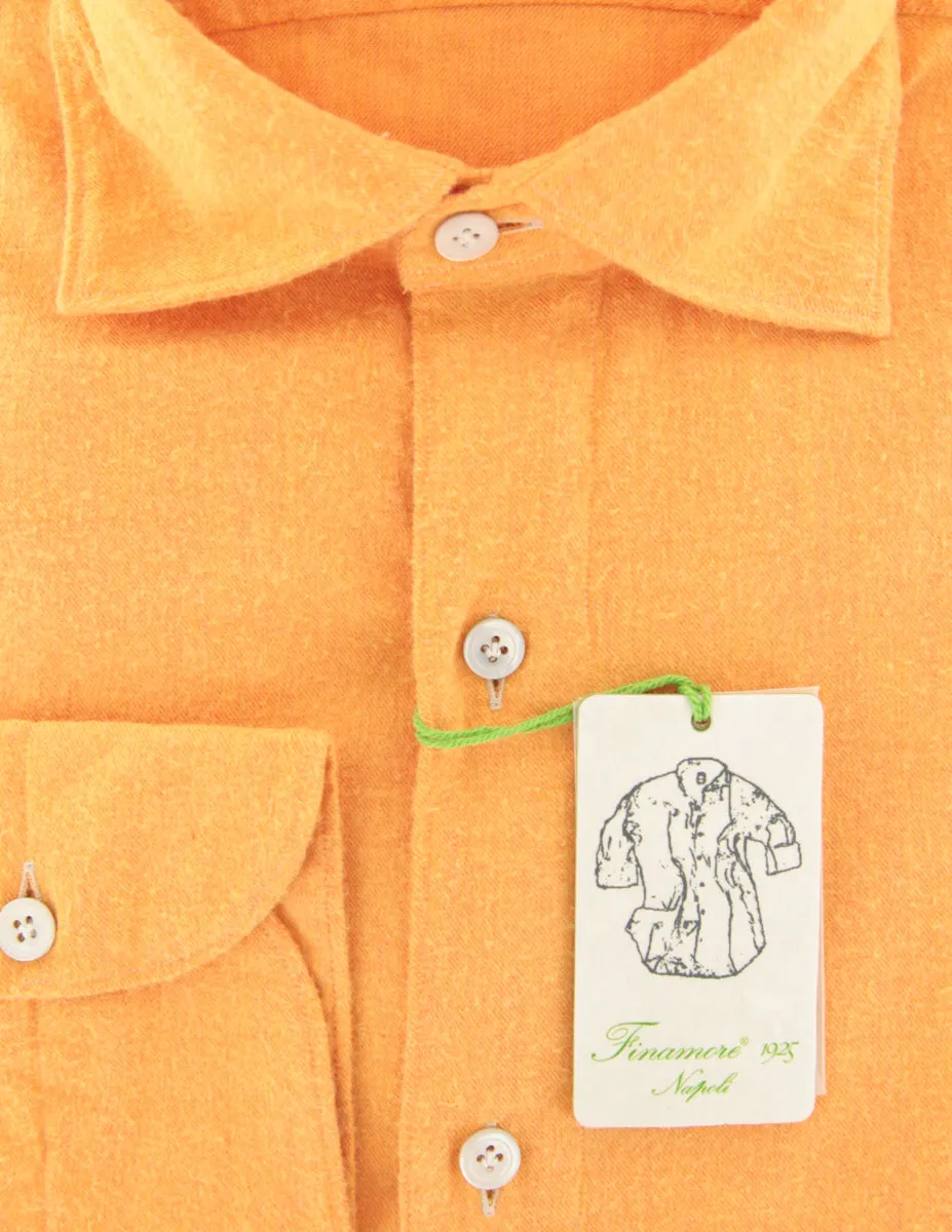 Finamore Napoli Orange Flannel Shirt - Extra Slim