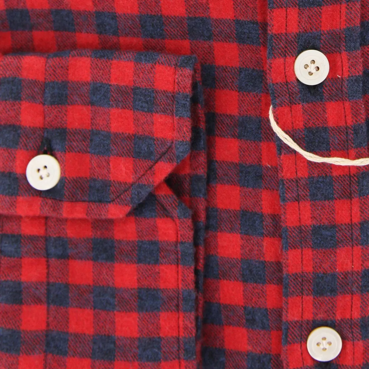 Finamore Napoli Red Flannel Shirt - Extra Slim
