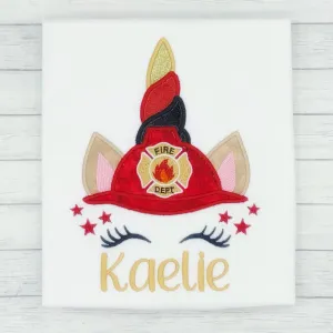 Firefighter Unicorn - Name Shirt