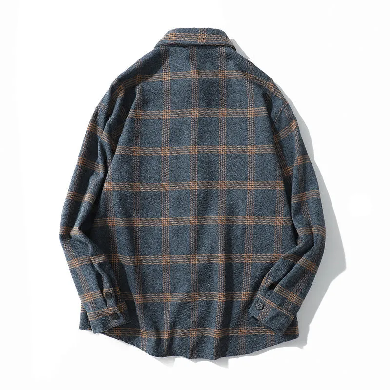 Flannel Striped Shirt Men Long Sleeve Vintage Shirts Men Plaid Streetwear Fashions Casual Spring Autumn Harajuku Shirts