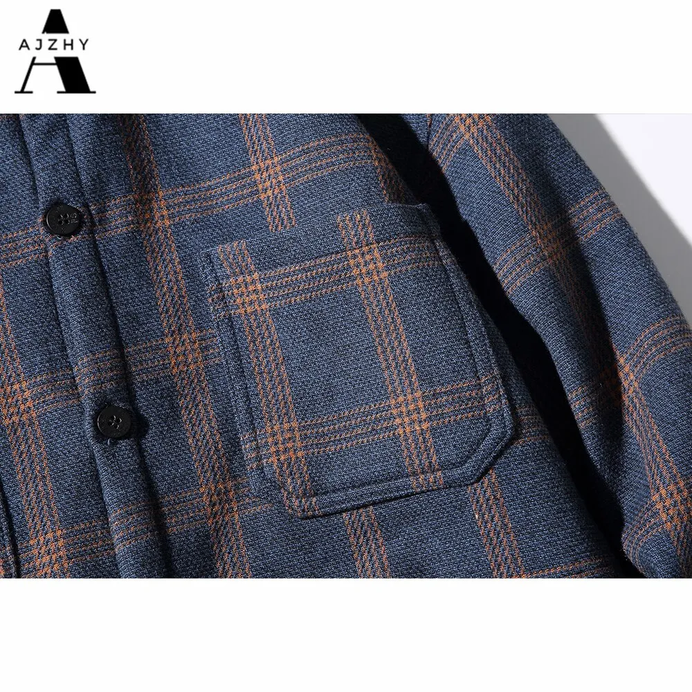 Flannel Striped Shirt Men Long Sleeve Vintage Shirts Men Plaid Streetwear Fashions Casual Spring Autumn Harajuku Shirts
