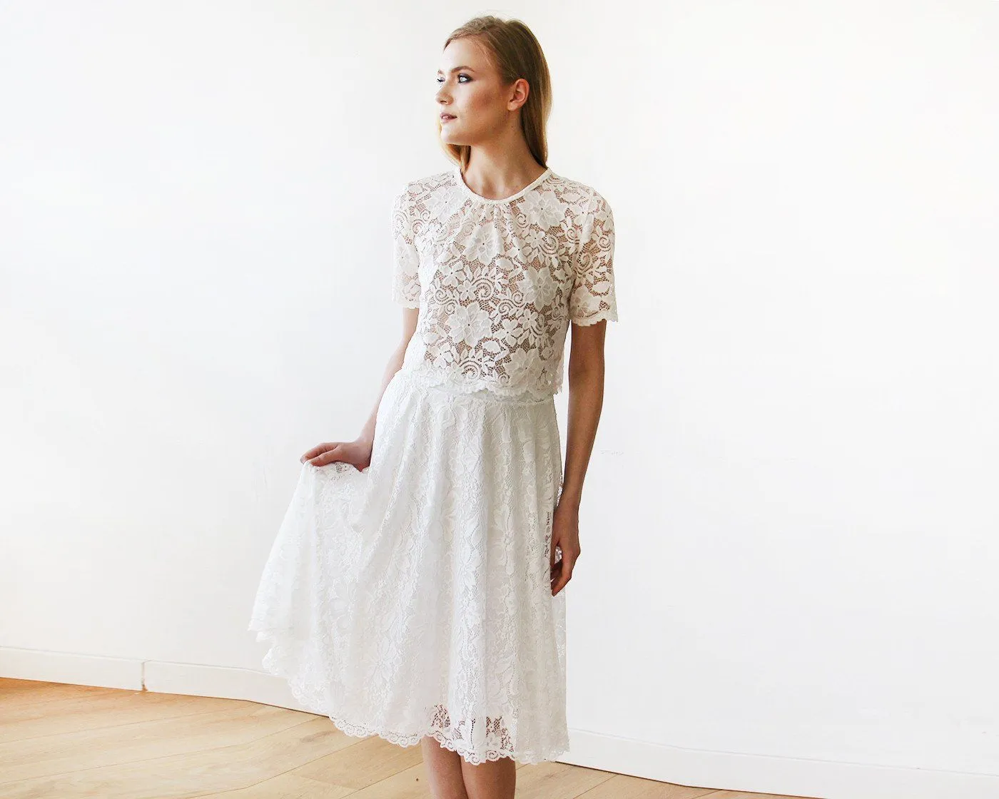 Floral Lace Midi bridal skirt 3030