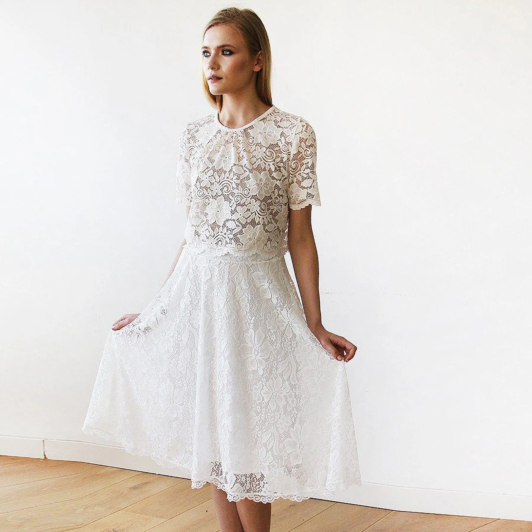 Floral Lace Midi bridal skirt 3030