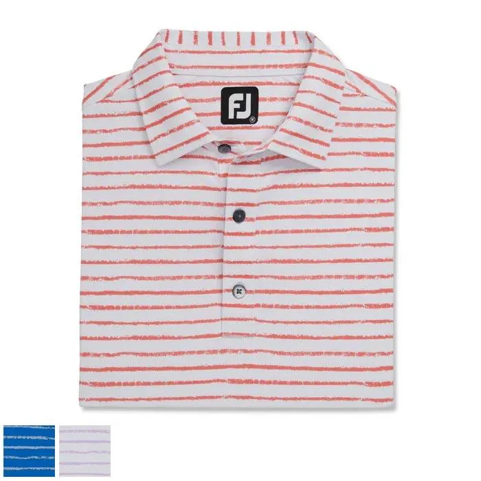 Footjoy Chalk Line Print Stretch Pique Self Collar S White / Lavender (29607)