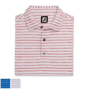 Footjoy Chalk Line Print Stretch Pique Self Collar S White / Lavender (29607)