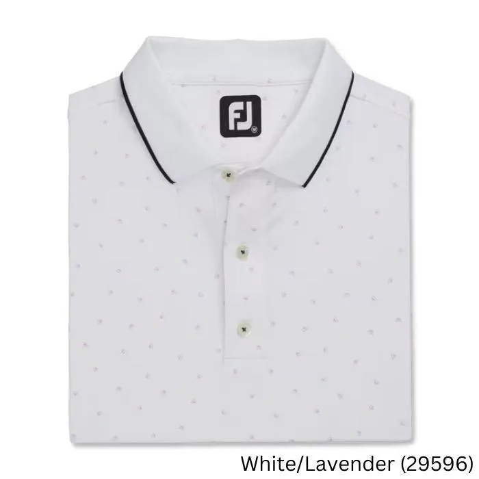 FootJoy Push Play Print Lisle Knit Collar-Previous Season Style L White / Lavender (29596)