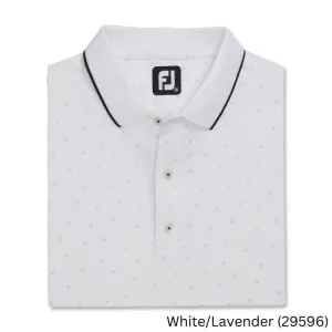 FootJoy Push Play Print Lisle Knit Collar-Previous Season Style L White / Lavender (29596)