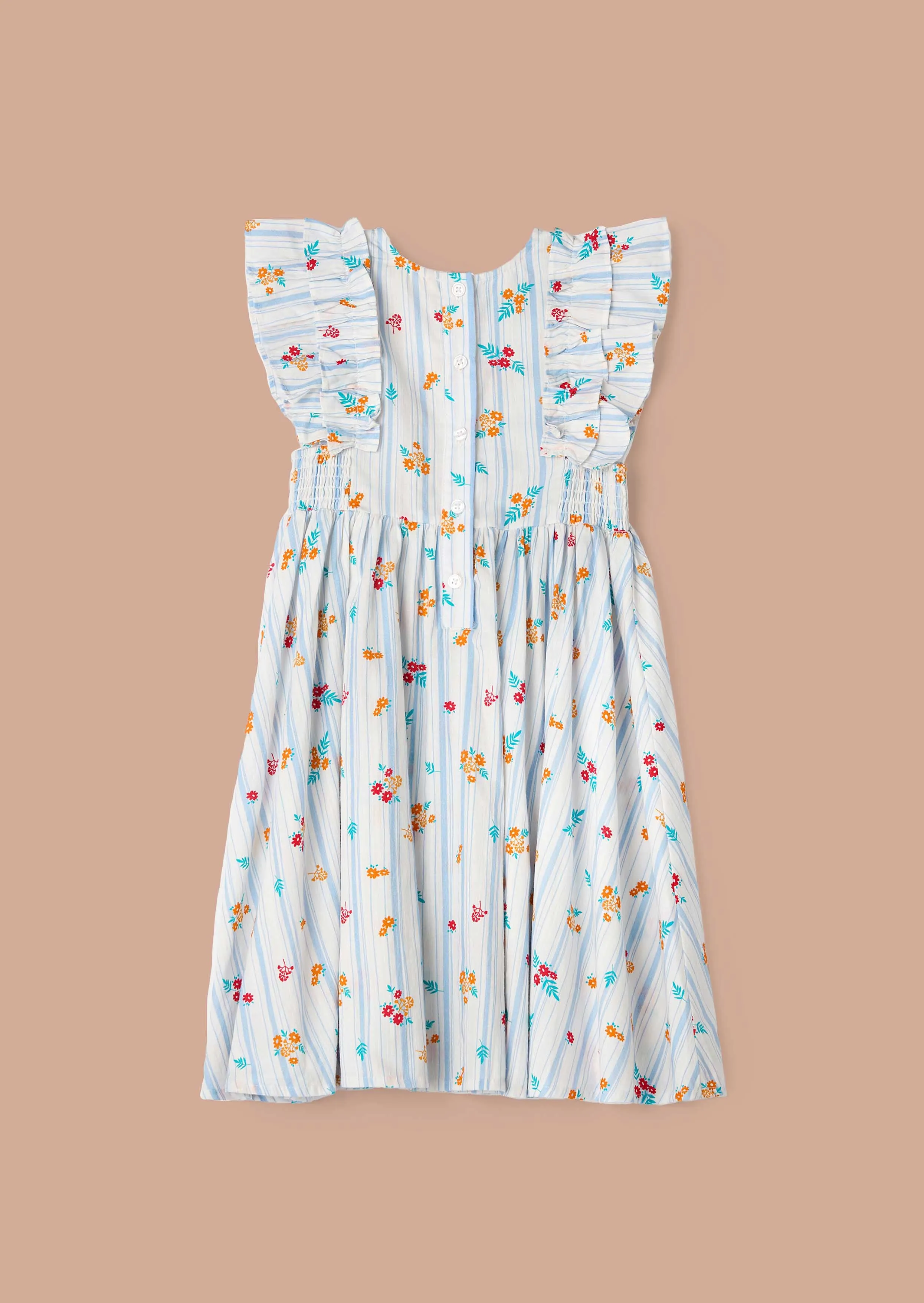 Francesca Blue Shirred Panel Dress