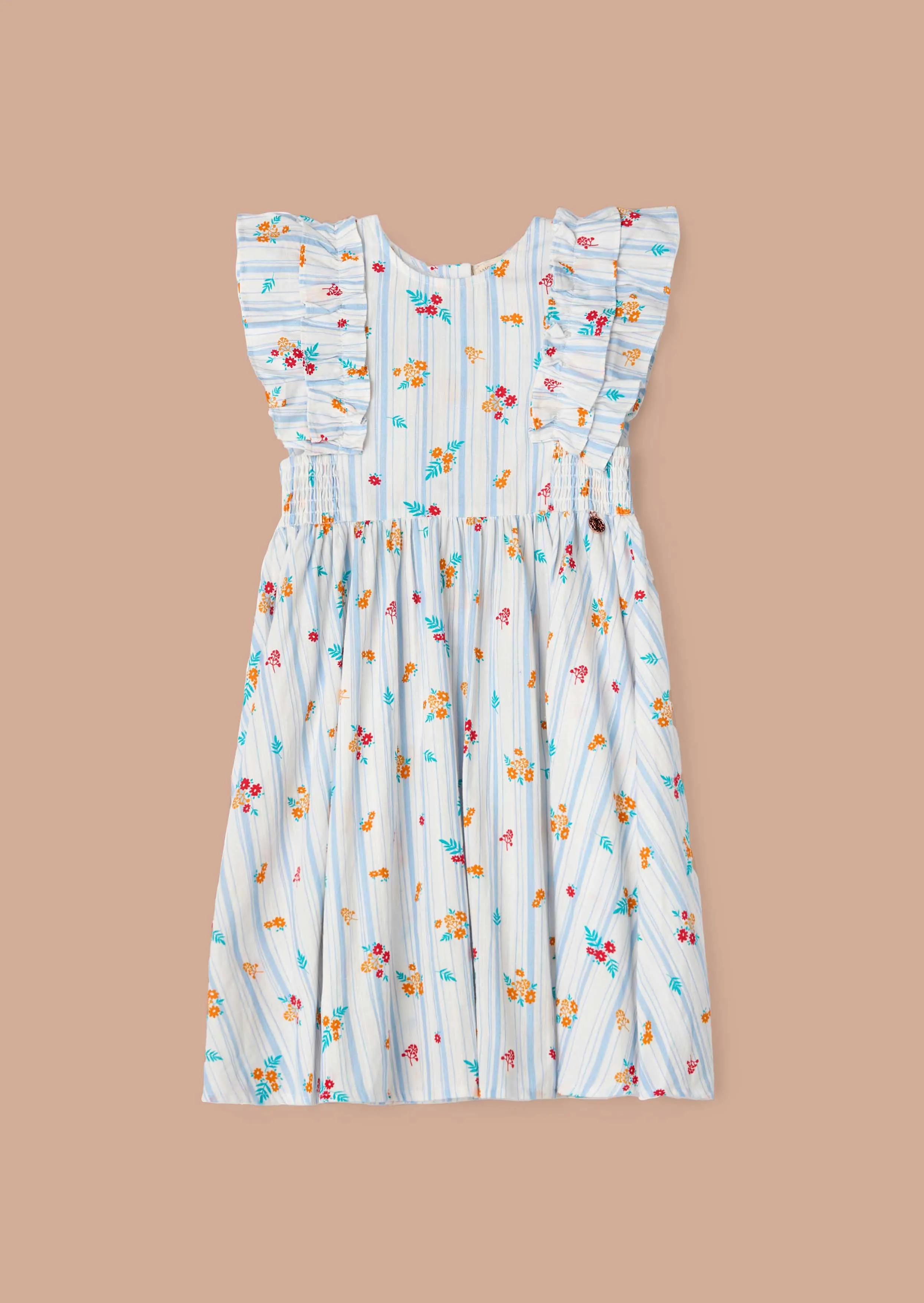 Francesca Blue Shirred Panel Dress