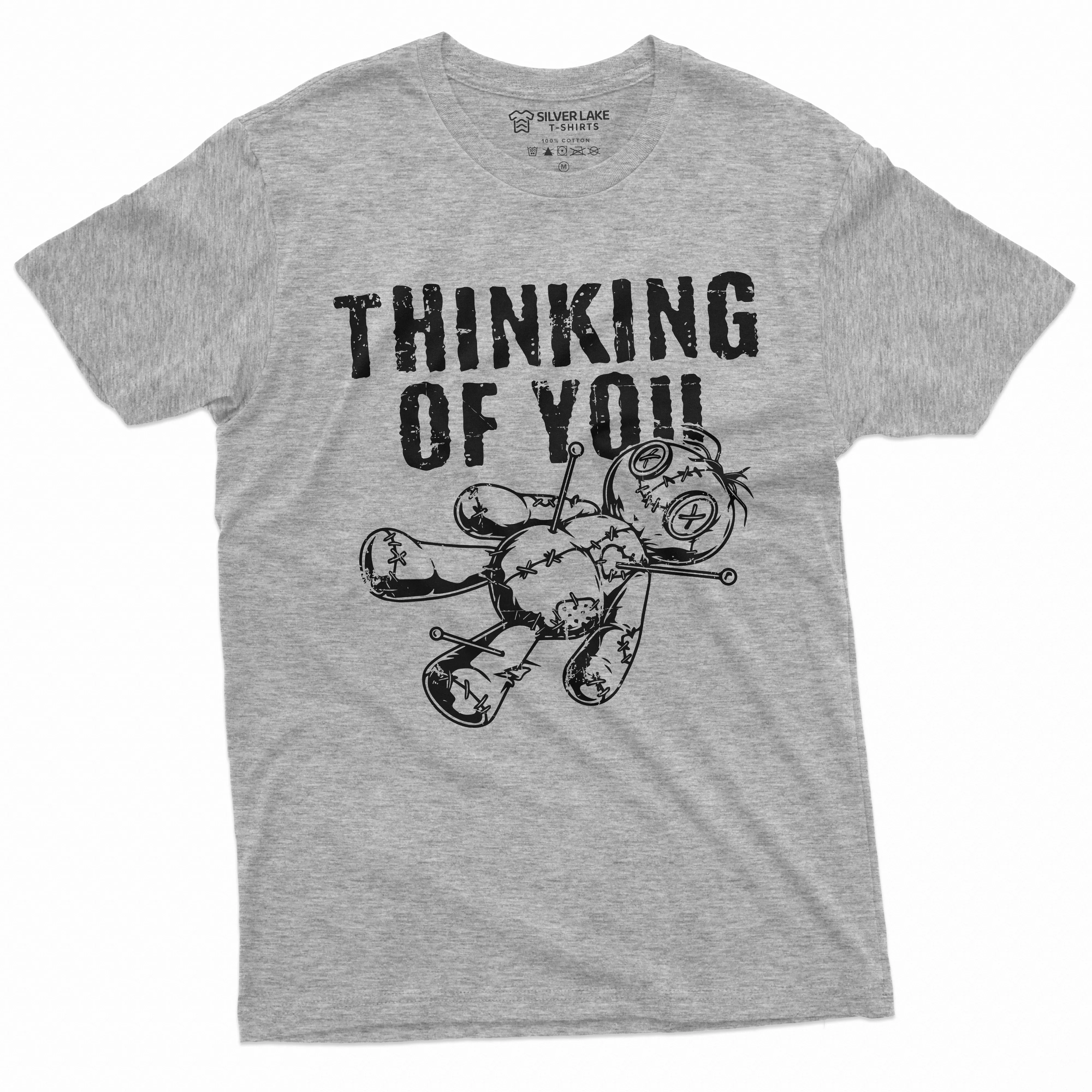 Funny Thinking of our Missing T-shirt Halloween Creepy Voodoo Doll Horror Tee Shirt Funny Tee Mens Shirt