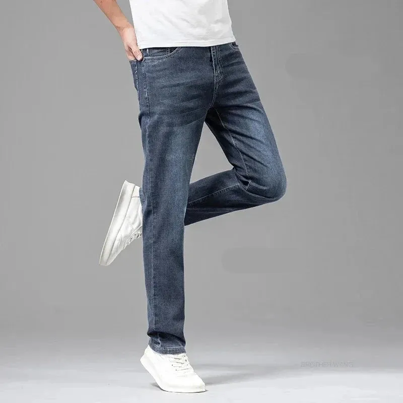 FusionFit Sommer Dünne Herren Stretch-Cotton Jeans