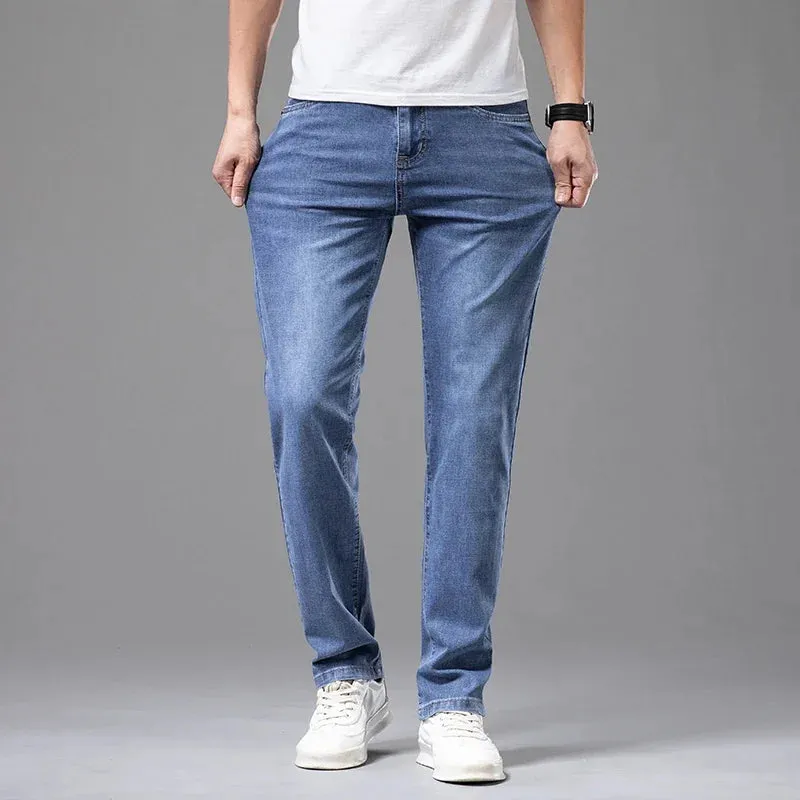 FusionFit Sommer Dünne Herren Stretch-Cotton Jeans