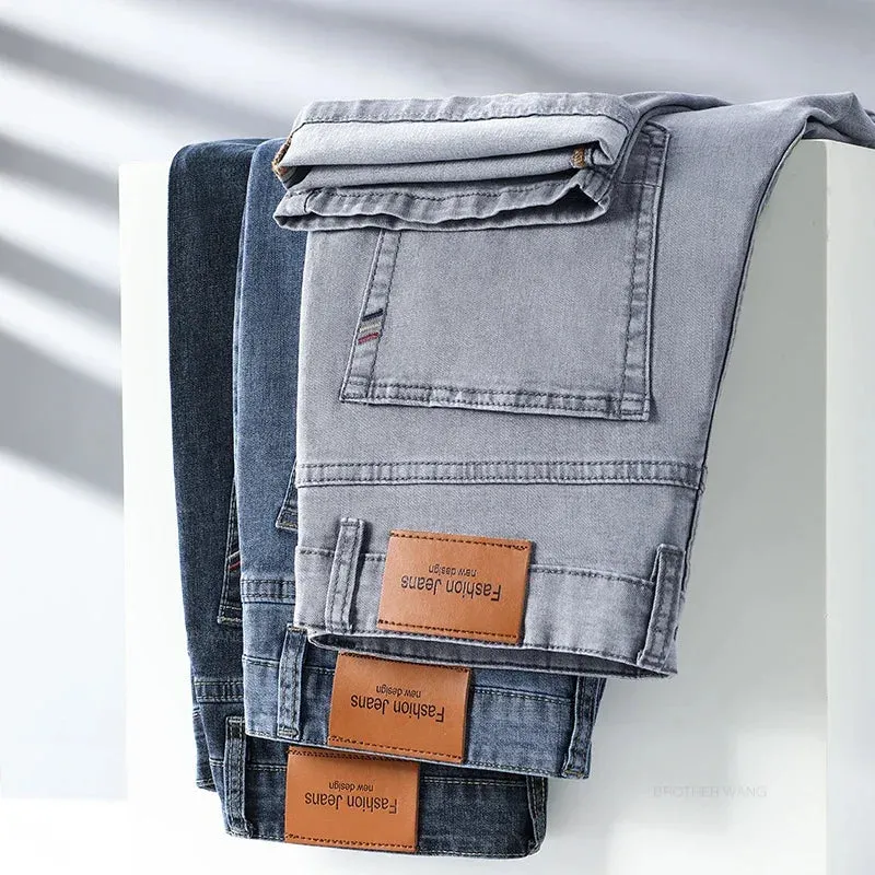 FusionFit Sommer Dünne Herren Stretch-Cotton Jeans