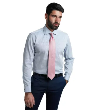 Gagliardi Blue Poplin Fine Stripe Double Cuff Non-Iron Shirt