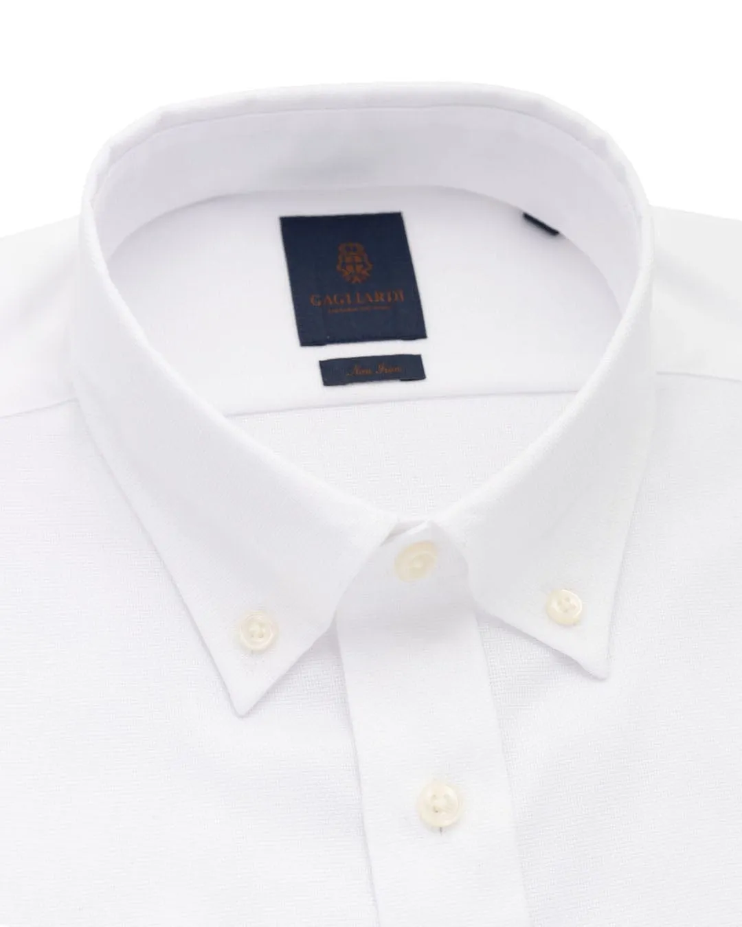 Gagliardi White Basketweave And Button-down Non-iron Shirt