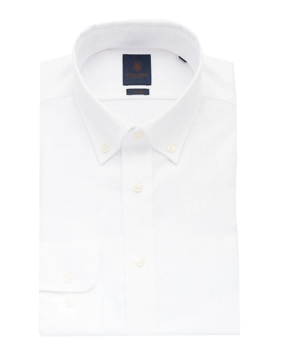 Gagliardi White Basketweave And Button-down Non-iron Shirt