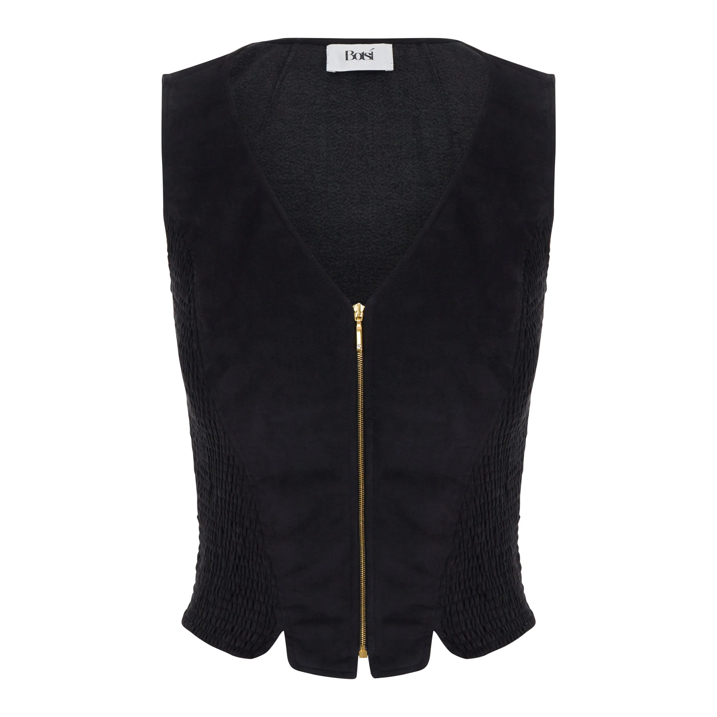 Gathered-Detail Vest in Ultrasuede