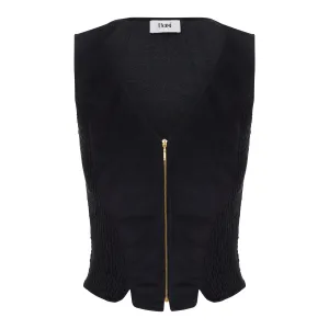 Gathered-Detail Vest in Ultrasuede