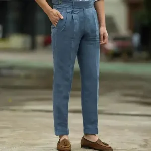 Gerade Leinenhose mit hoher Taille