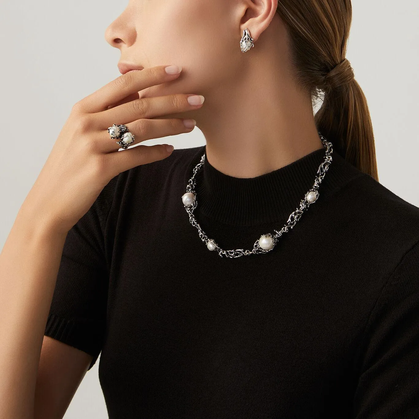Giovanni Raspini Mezzanine necklace Mari del Sud silver 925 pearls 10225