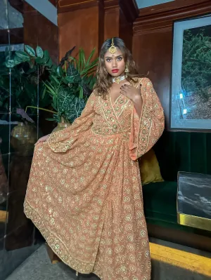 Golden Sunset Anarkali Dress