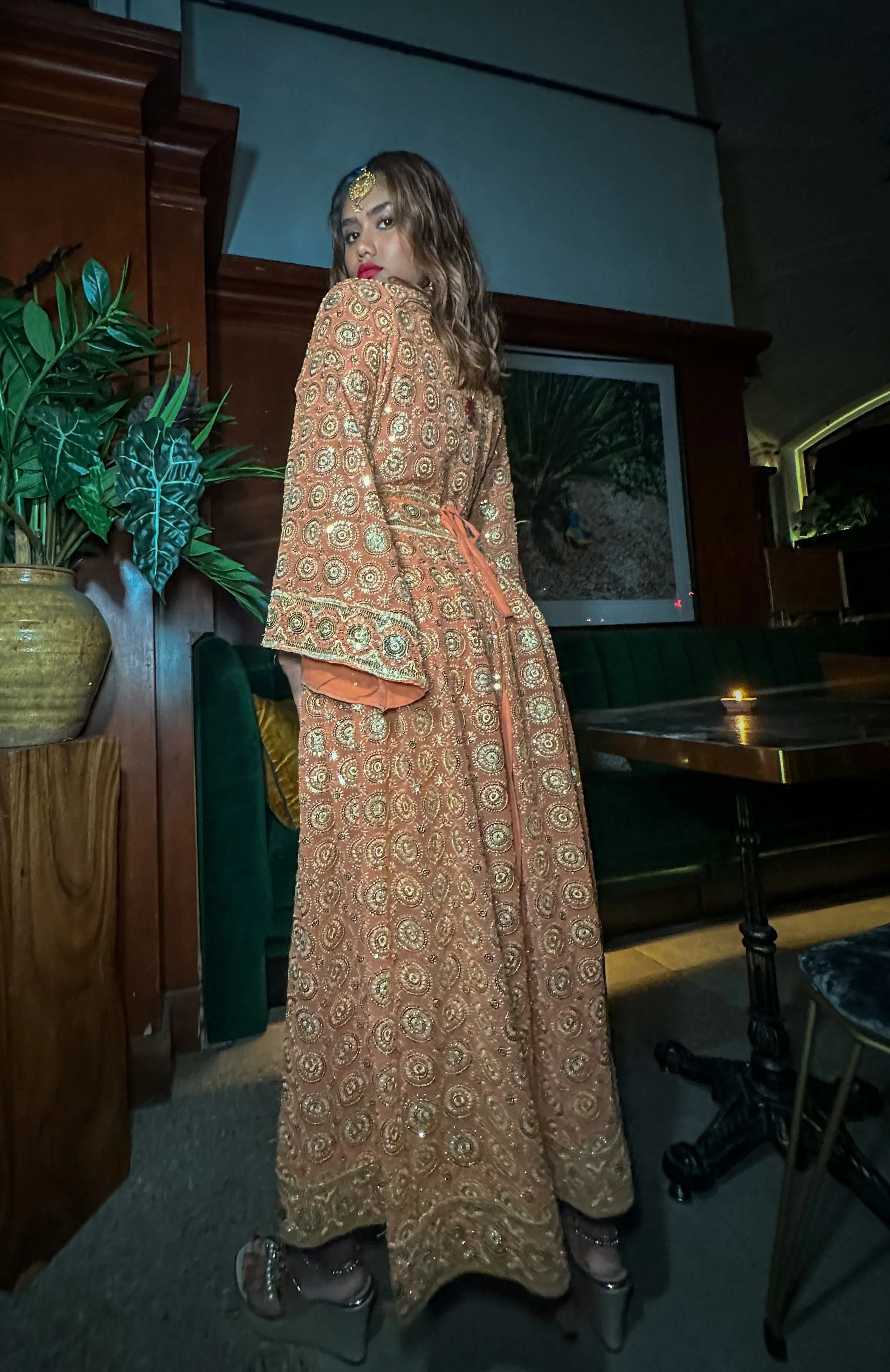 Golden Sunset Anarkali Dress