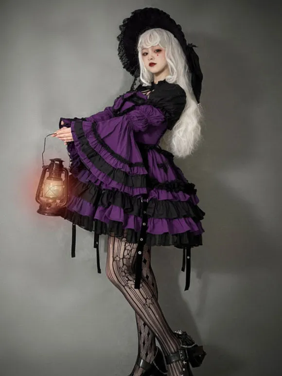 Gothic Lolita Dresses Ruffles Lace Purple Pink