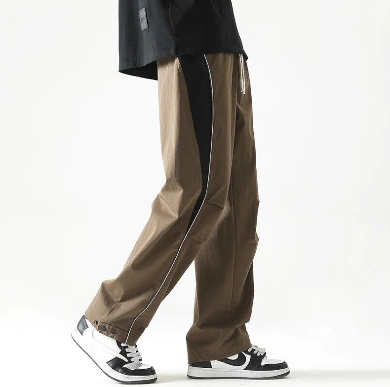Graphic Print and Color-Blocked Casual Cargo Pants for Men