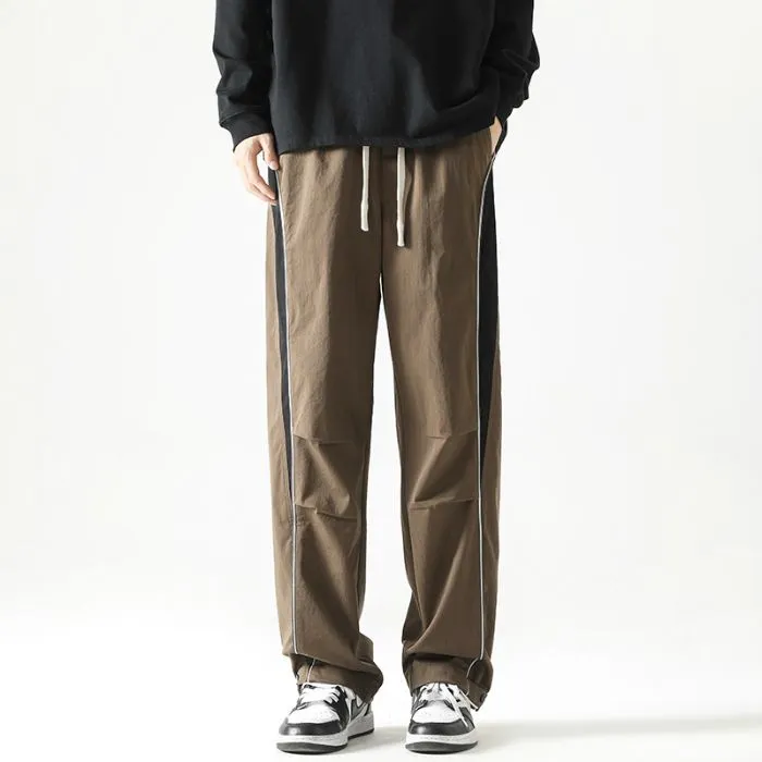 Graphic Print and Color-Blocked Casual Cargo Pants for Men