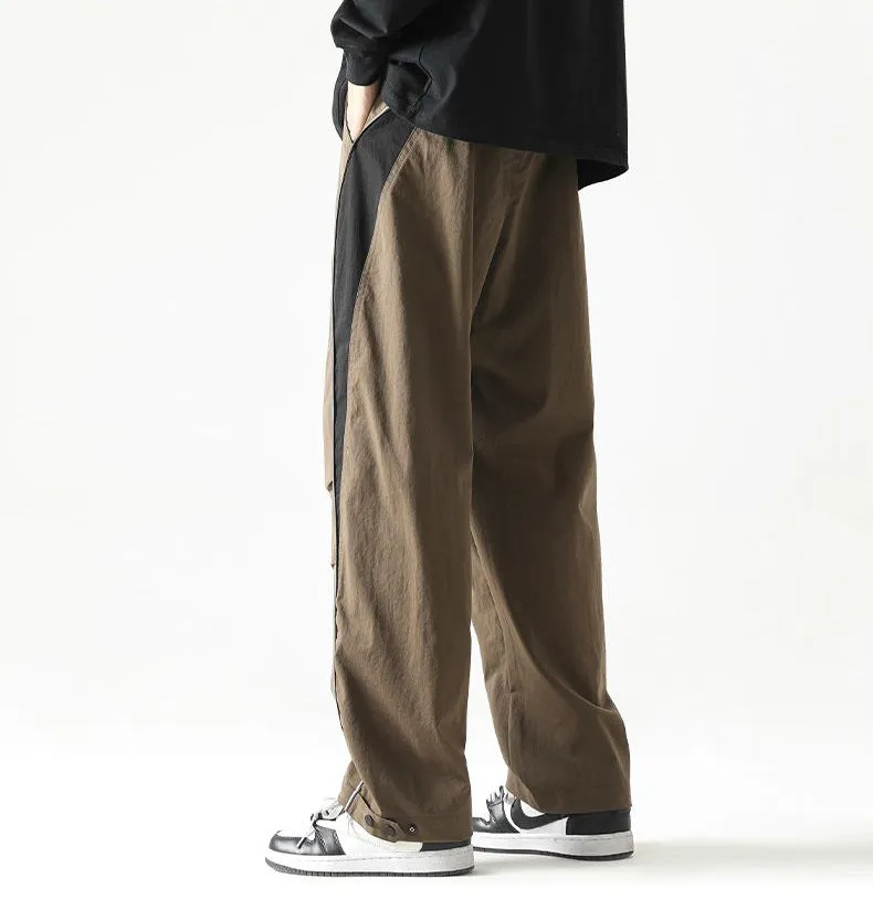 Graphic Print and Color-Blocked Casual Cargo Pants for Men