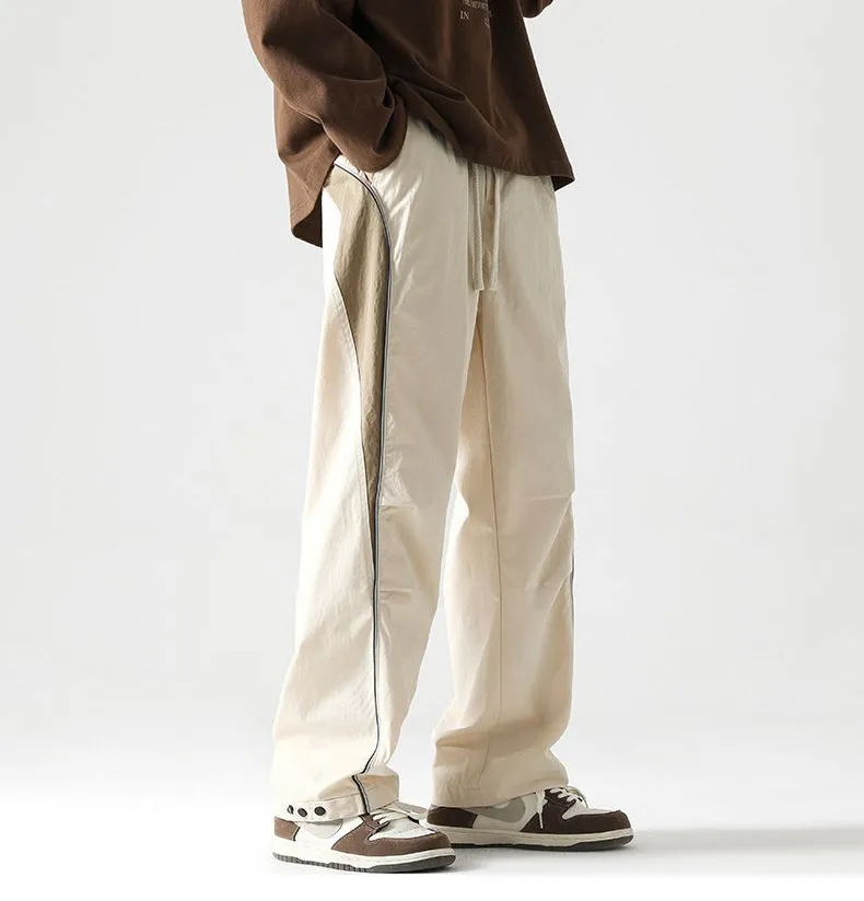 Graphic Print and Color-Blocked Casual Cargo Pants for Men