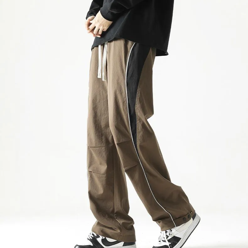 Graphic Print and Color-Blocked Casual Cargo Pants for Men
