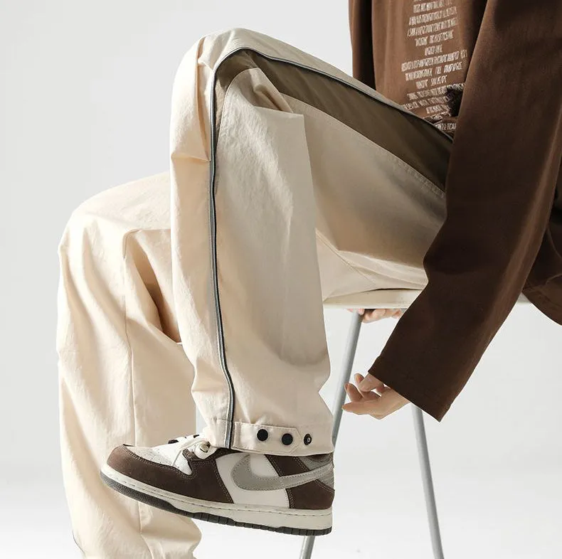 Graphic Print and Color-Blocked Casual Cargo Pants for Men