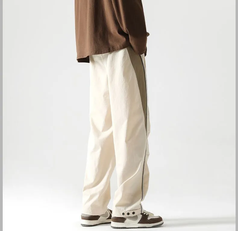 Graphic Print and Color-Blocked Casual Cargo Pants for Men