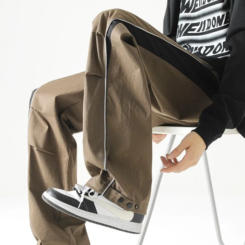 Graphic Print and Color-Blocked Casual Cargo Pants for Men