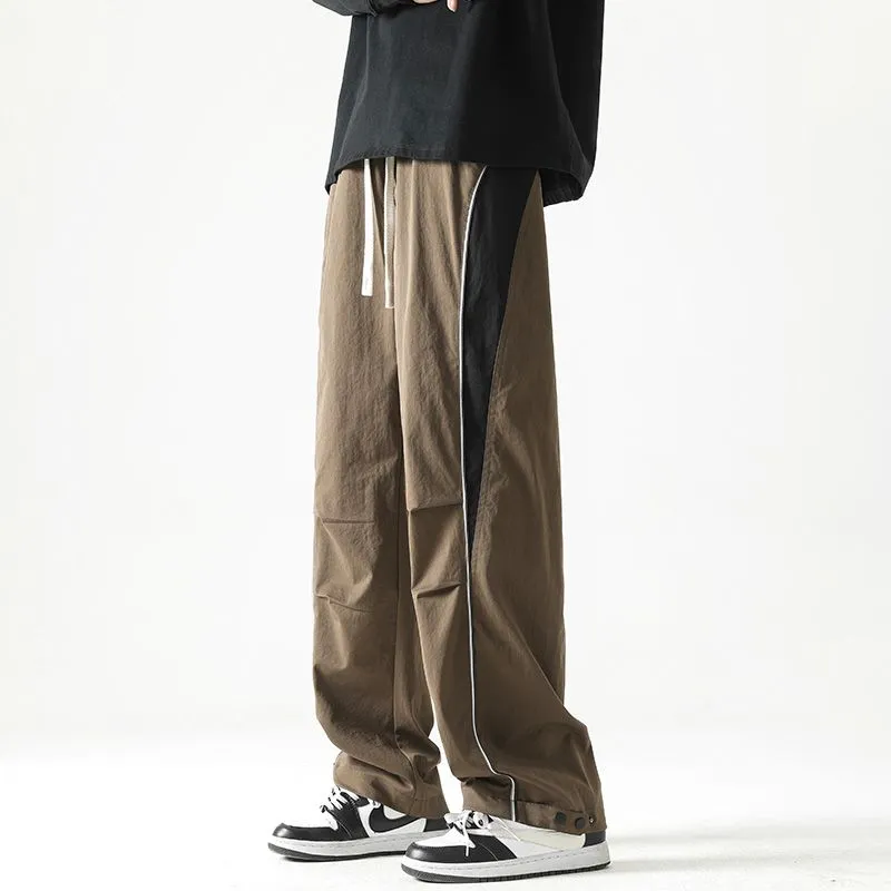 Graphic Print and Color-Blocked Casual Cargo Pants for Men