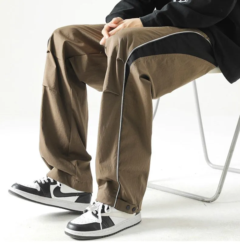 Graphic Print and Color-Blocked Casual Cargo Pants for Men