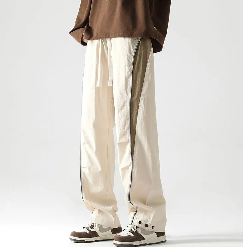 Graphic Print and Color-Blocked Casual Cargo Pants for Men