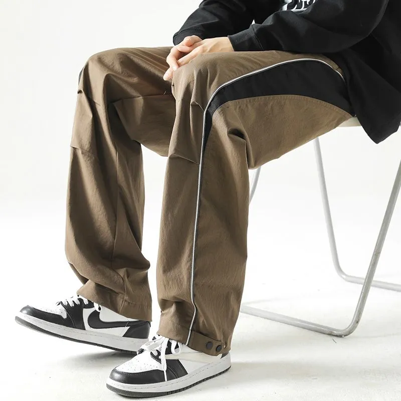 Graphic Print and Color-Blocked Casual Cargo Pants for Men